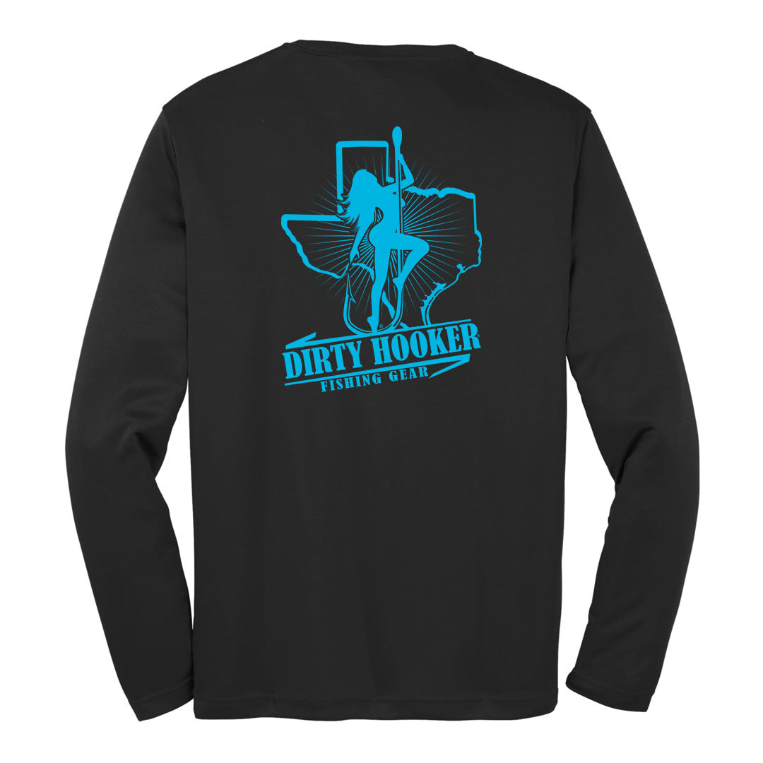 Dirty Hooker Texas Shine Light Blue- Dry Fit Black / XL
