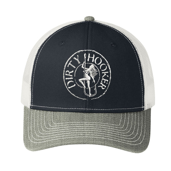 Dirty Hooker Deluxe Hat Navy with Heather Grey and White