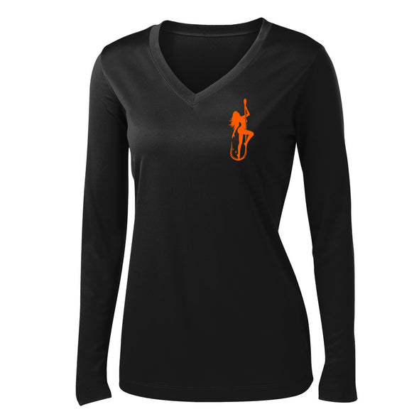 Dirty Hooker Classic Orange Ladies V-neck Dry Fit