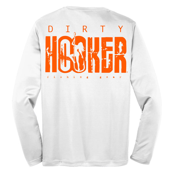 Dirty Hooker COMBO: White Dry Fit with DH Classic Orange & Deluxe Charcoal  and Orange Hat