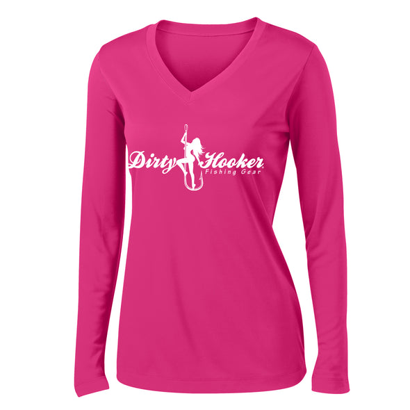 Dirty Hooker Script 1 Ladies V-neck Dry Fit