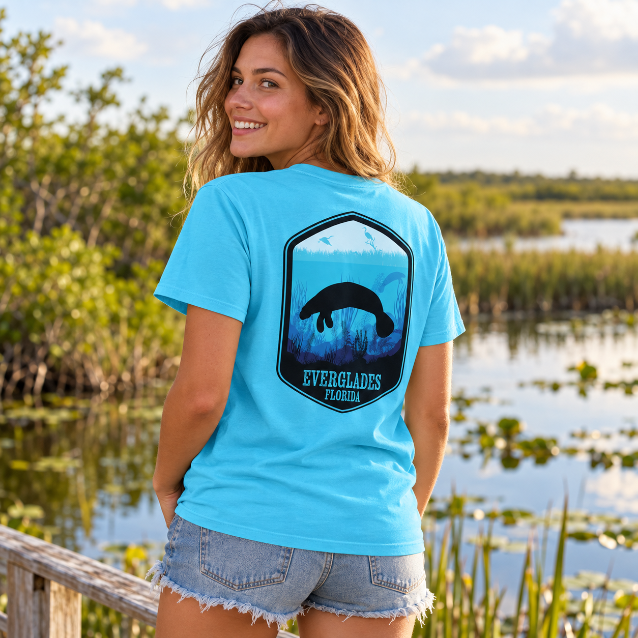 Everglades Manatee Tidal Wave Tee | Keep Florida Wild