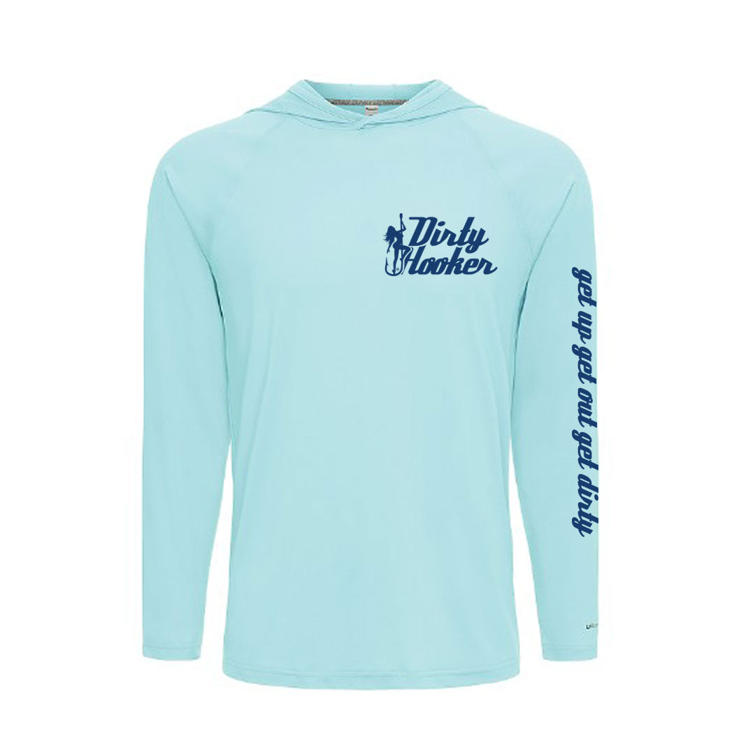 Dirty Hooker Chrome Navy Hooded UltraLight Long Sleeve Dry Fit