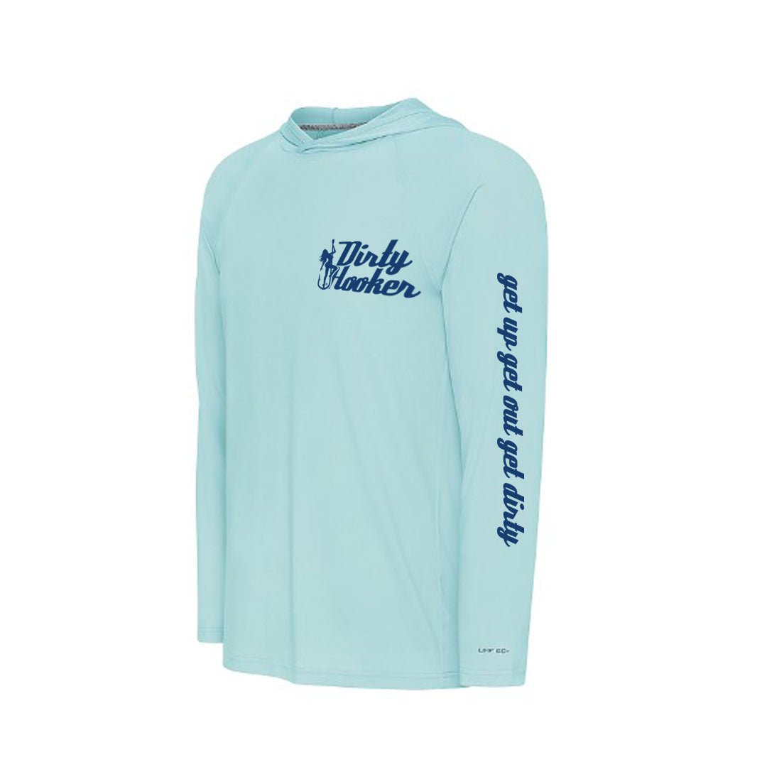 Dirty Hooker Chrome Navy Hooded UltraLight Long Sleeve Dry Fit