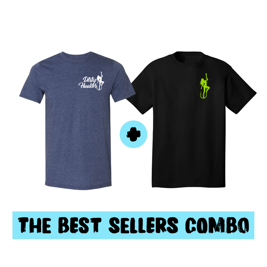 Dirty Hooker Double Best Sellers Tee Combo – Green Classic & Vintage White