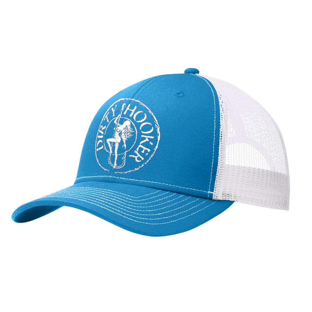 Dirty Hooker Deluxe Hat Teal and White