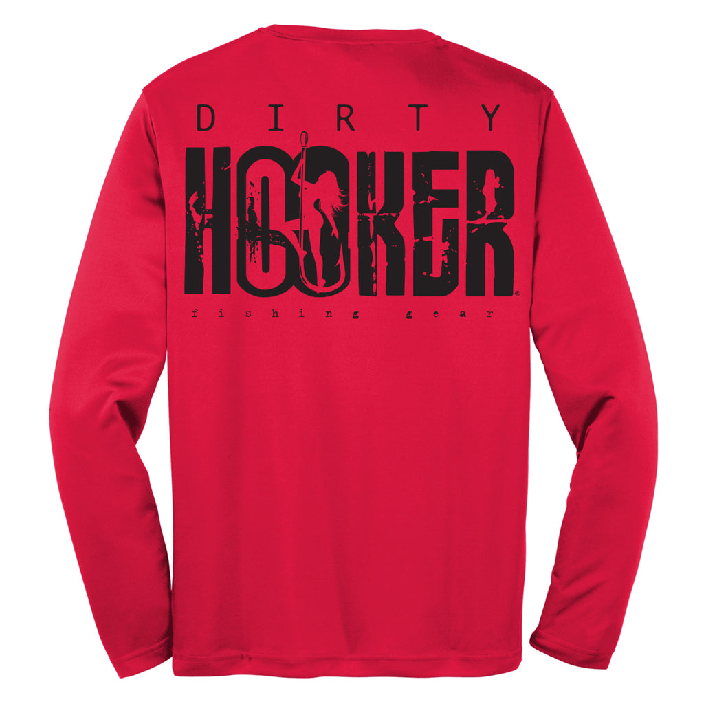 Dirty Hooker Combo: Red Dry Fit with Dh Classic Black & Deluxe Red and Black Hat Dry Fit Red / M / Deluxe Hat Red/Black