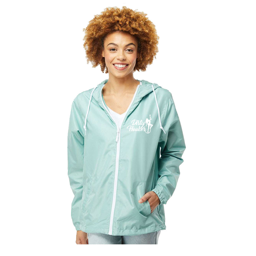 Dirty Hooker Vintage White Windbreaker Aqua