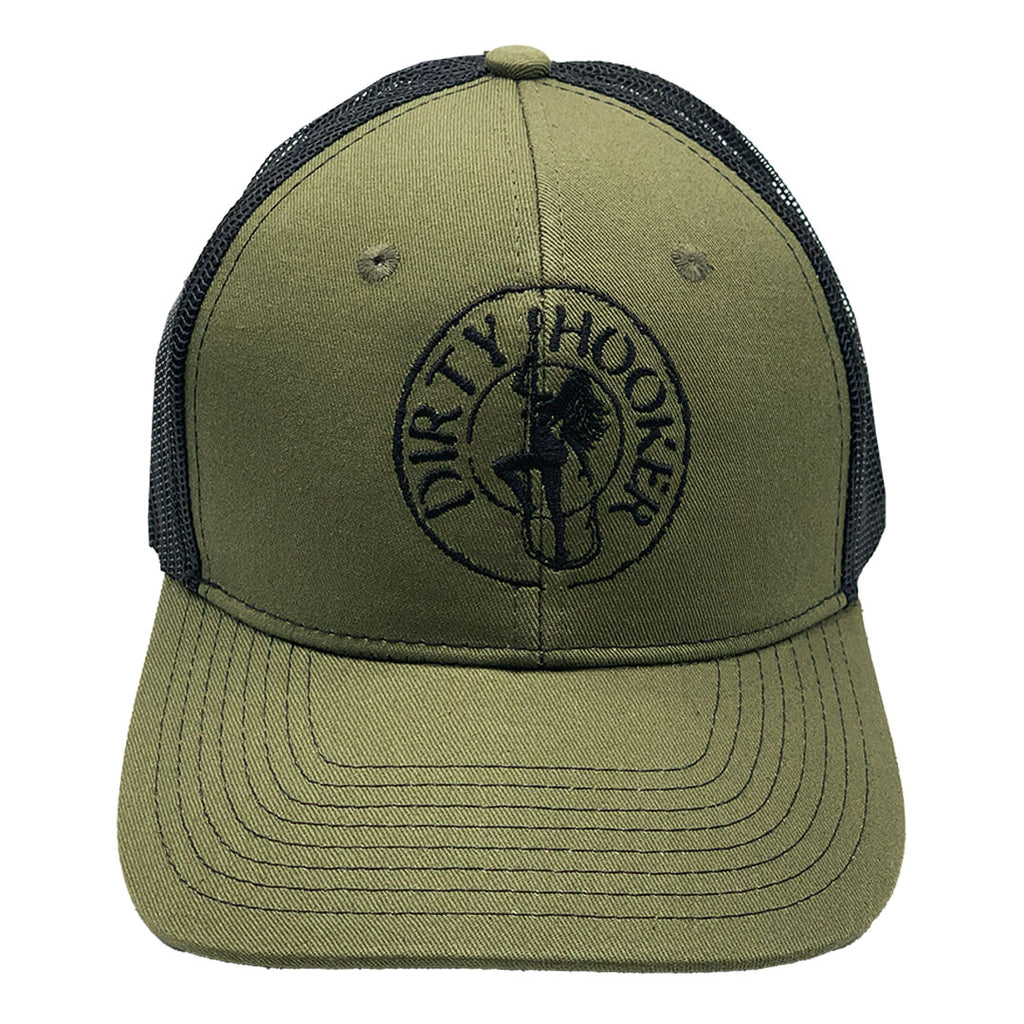 Dirty Hooker Deluxe Hat Military Green and Black – Dirty Hooker Fishing Gear