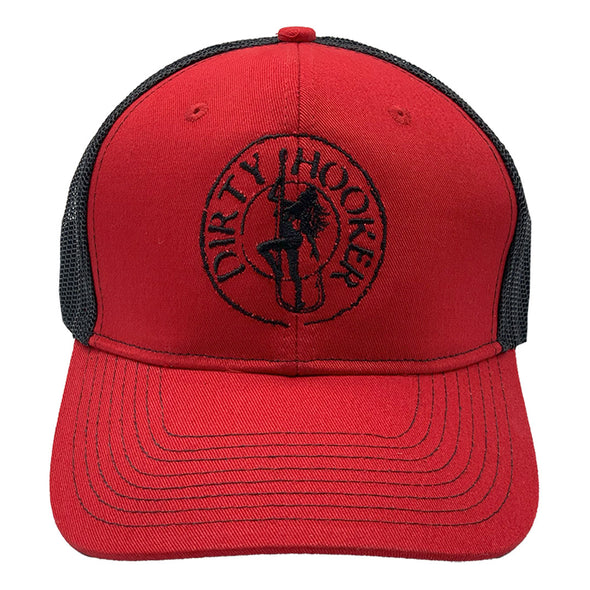 https://www.dirtyhookerfishing.com/cdn/shop/files/dh_red_black_deluxe_hat_round_red_front_590x590.jpg?v=1701610740