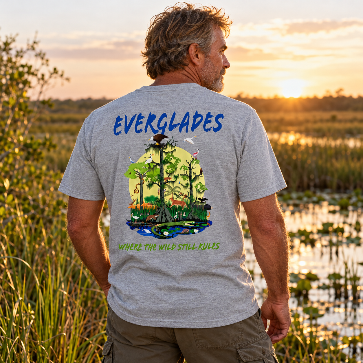 Everglades Swamps Heather Grey Tee | Keep Florida Wild