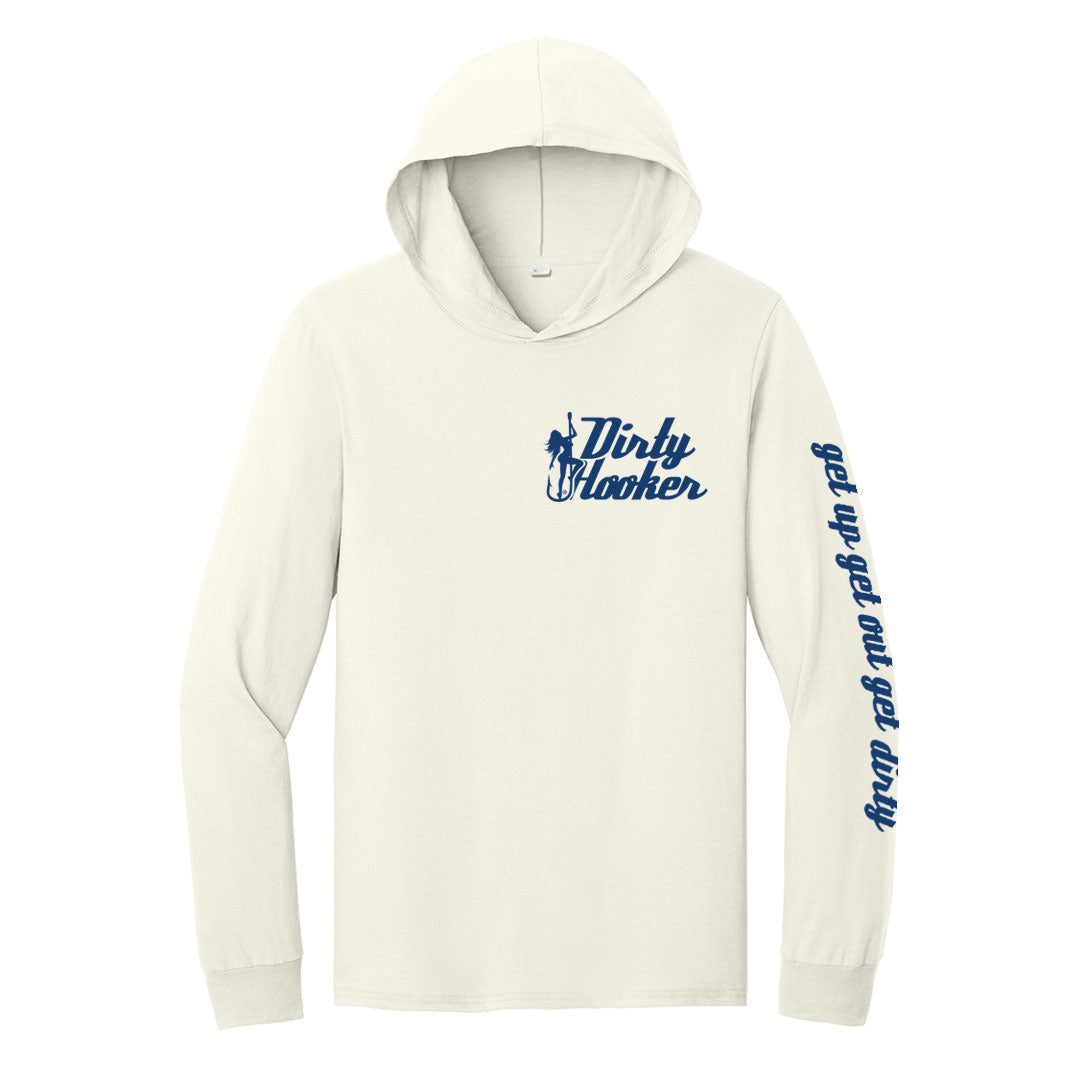 Dirty Hooker Chrome Navy Lightweight Hooded Long Sleeve T-shirt