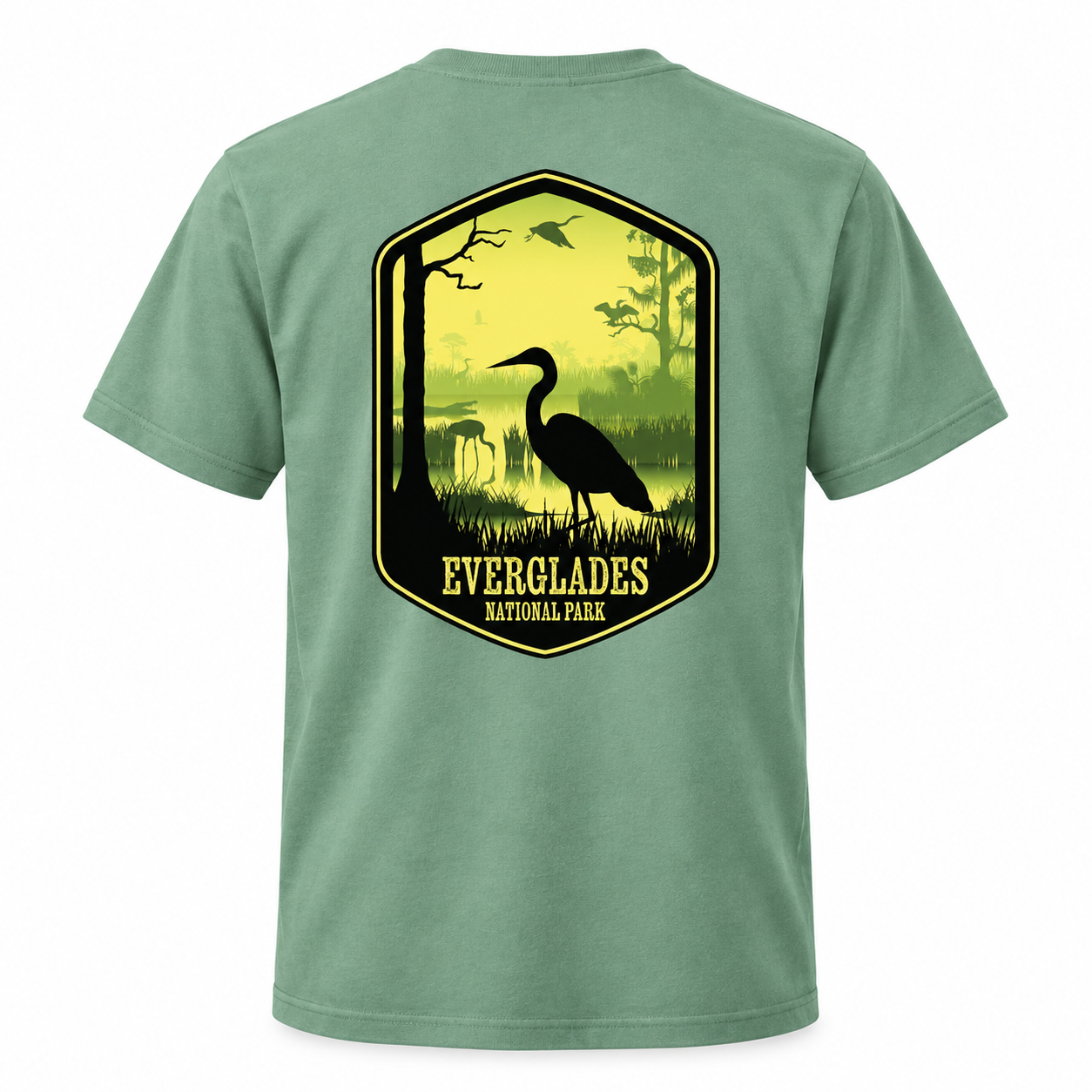 Everglades Heron Laurel Green Tee | Keep Florida Wild