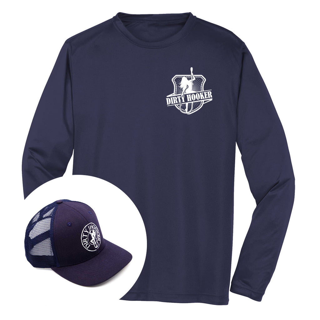 Dirty Hooker COMBO: Navy Dry Fit with DH Outlaw White & Premium Navy Hat