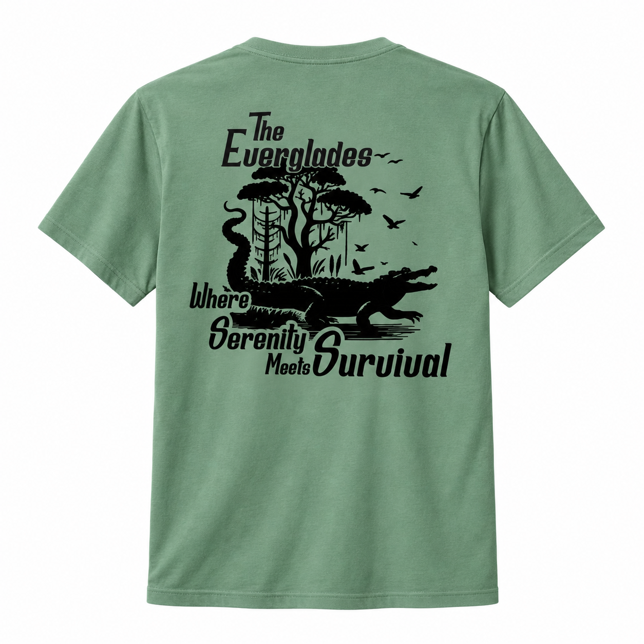 Everglades Serenity Meets Survival Laurel Green Tee | Keep Florida Wild