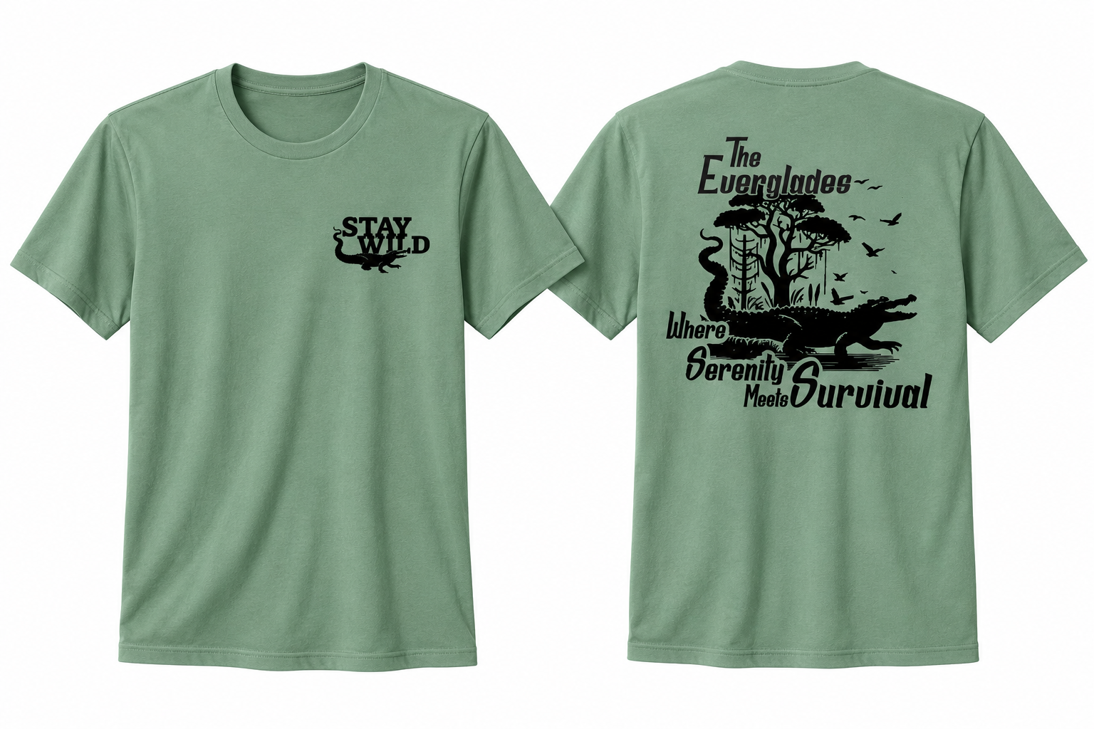 Everglades Serenity Meets Survival Laurel Green Tee | Keep Florida Wild