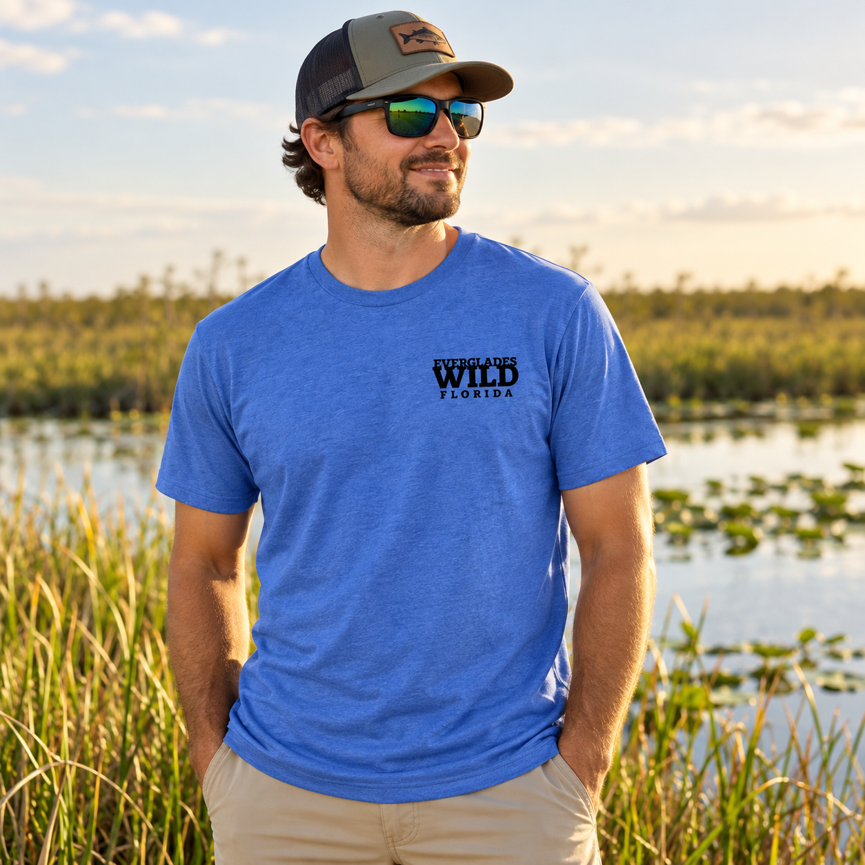 Everglades Stay Wild Heather Royal Blue Tee | Keep Florida Wild