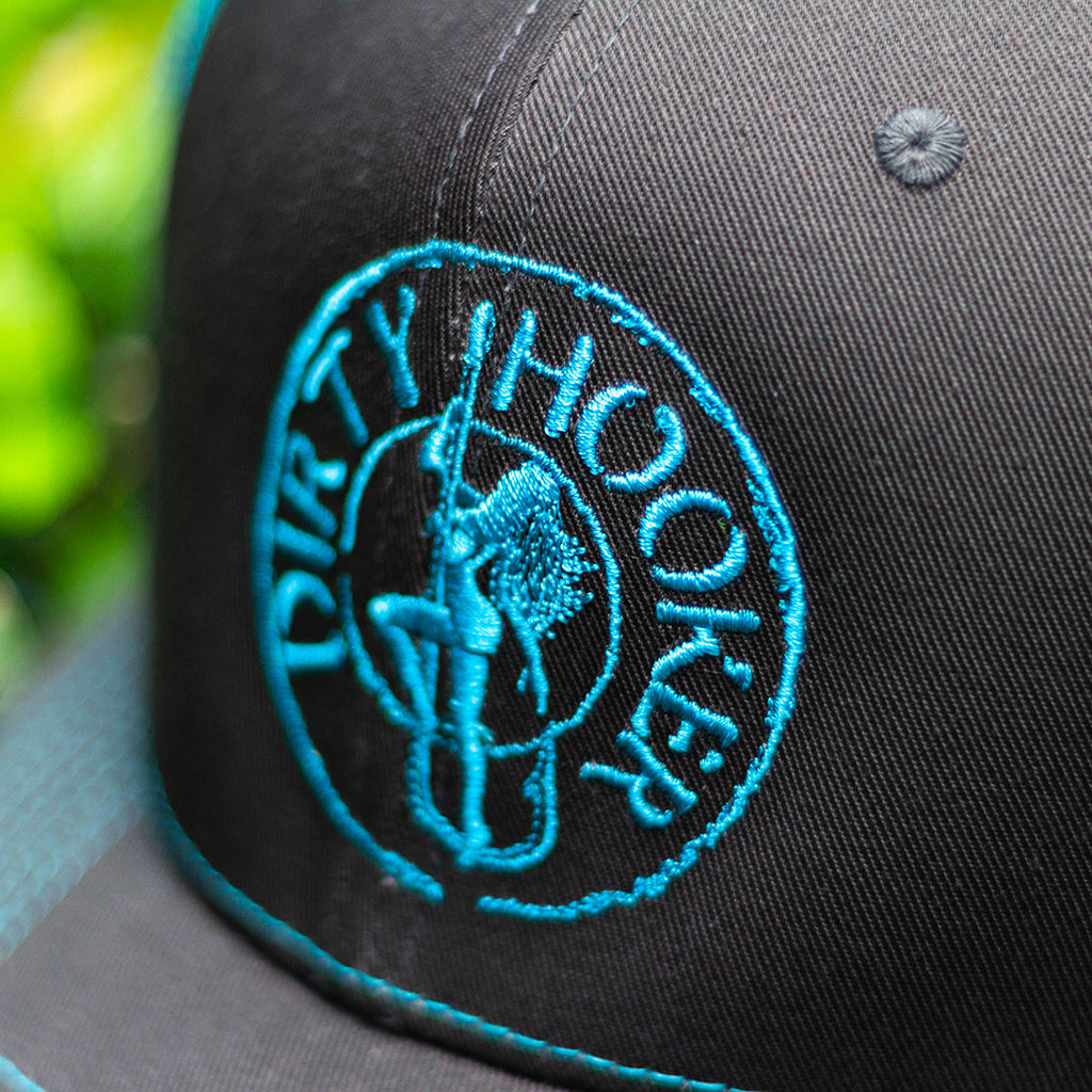 Dirty Hooker Combo: Charcoal Dry Fit with Classic Light Blue & Charcoal and Light Blue Hat Dry Fit Charcoal / XXXXL / Deluxe Hat Bright Blue