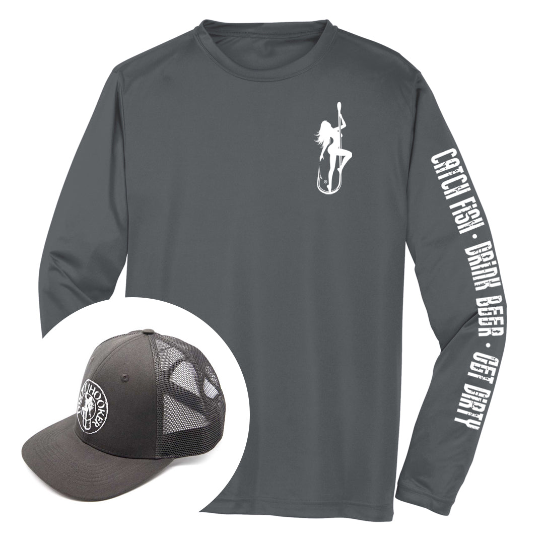 Dirty Hooker COMBO: Charcoal Dry Fit with DH Classic White & Premium Charcoal Hat