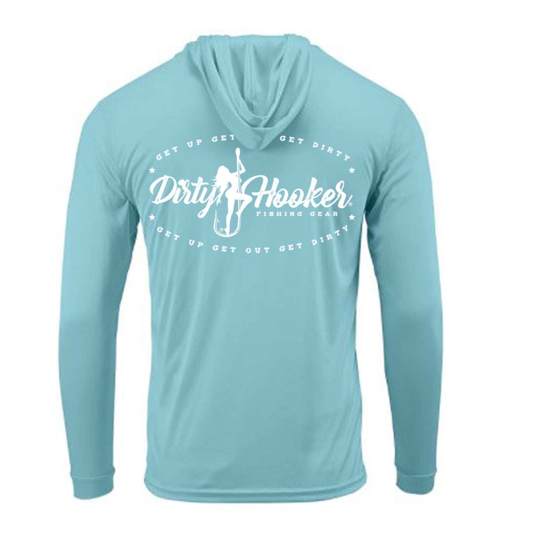 Dirty Hooker Vintage White Hooded UPF Dry Fit
