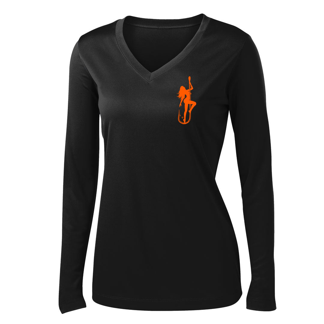 Dirty Hooker Classic Orange Ladies V-neck Dry Fit