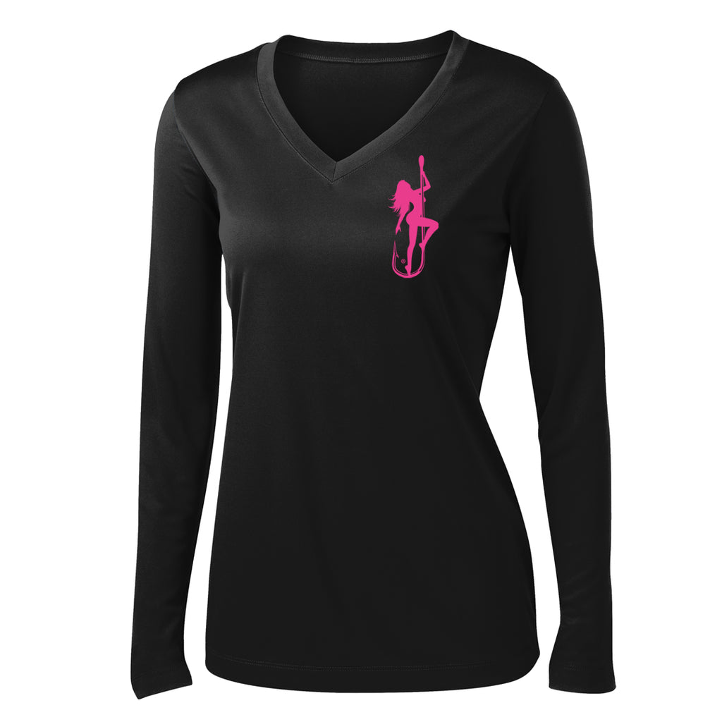 Dirty Hooker Classic Pink Ladies V-Neck Dry Fit Ladies V-Neck Dry Fit / Charcoal / XXXXL