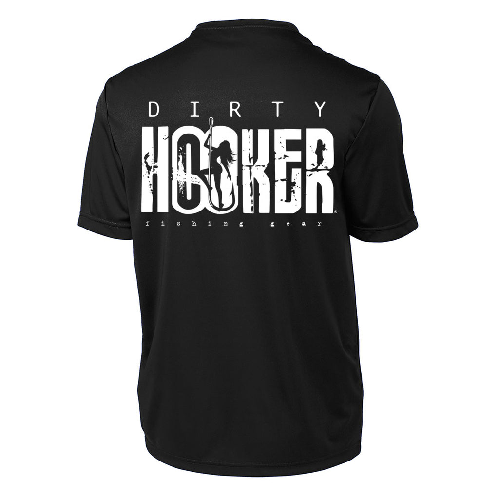 Dirty Hooker Classic White on Black Short Sleeve Dry Fit