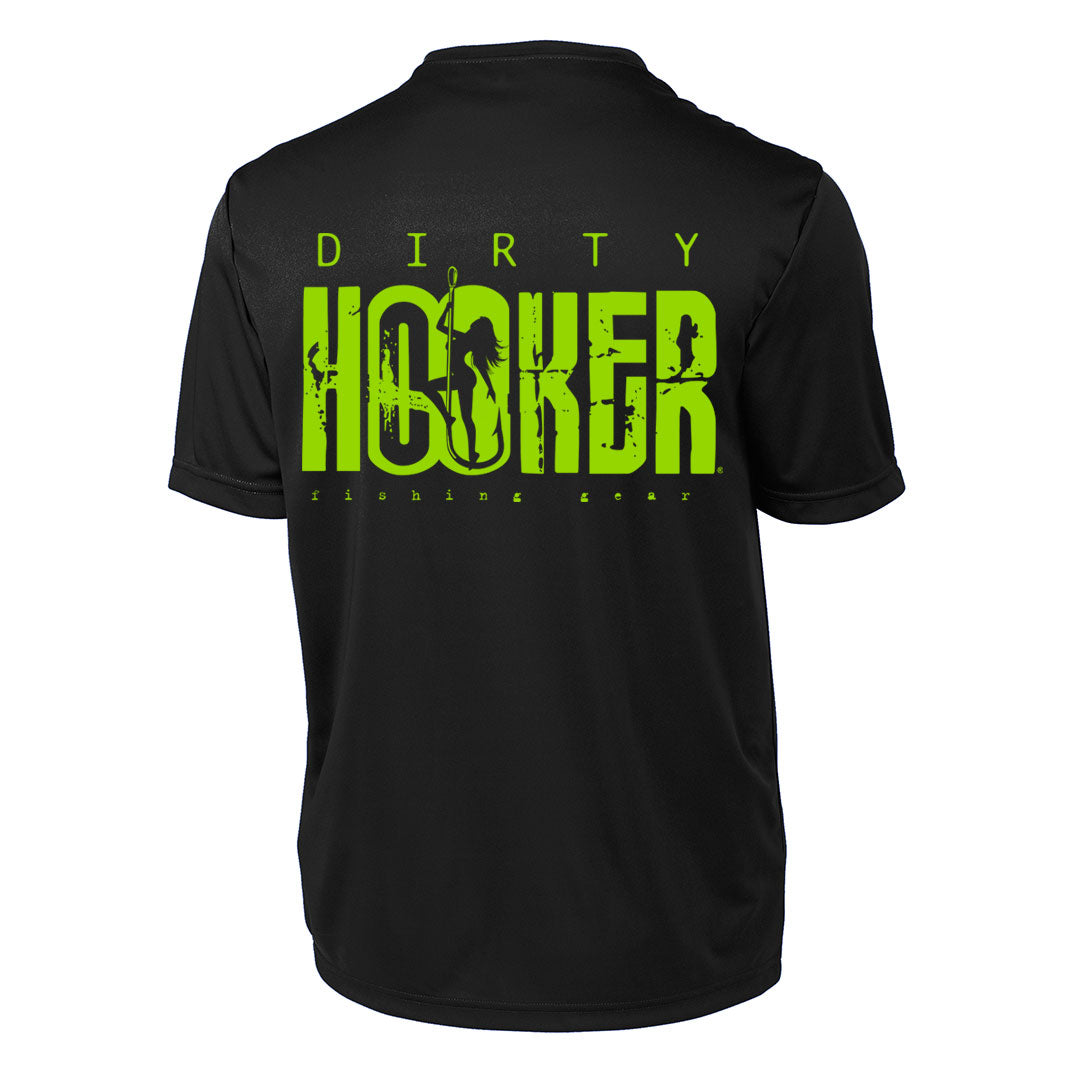 Dirty Hooker Classic Green on Black Short Sleeve Dry Fit