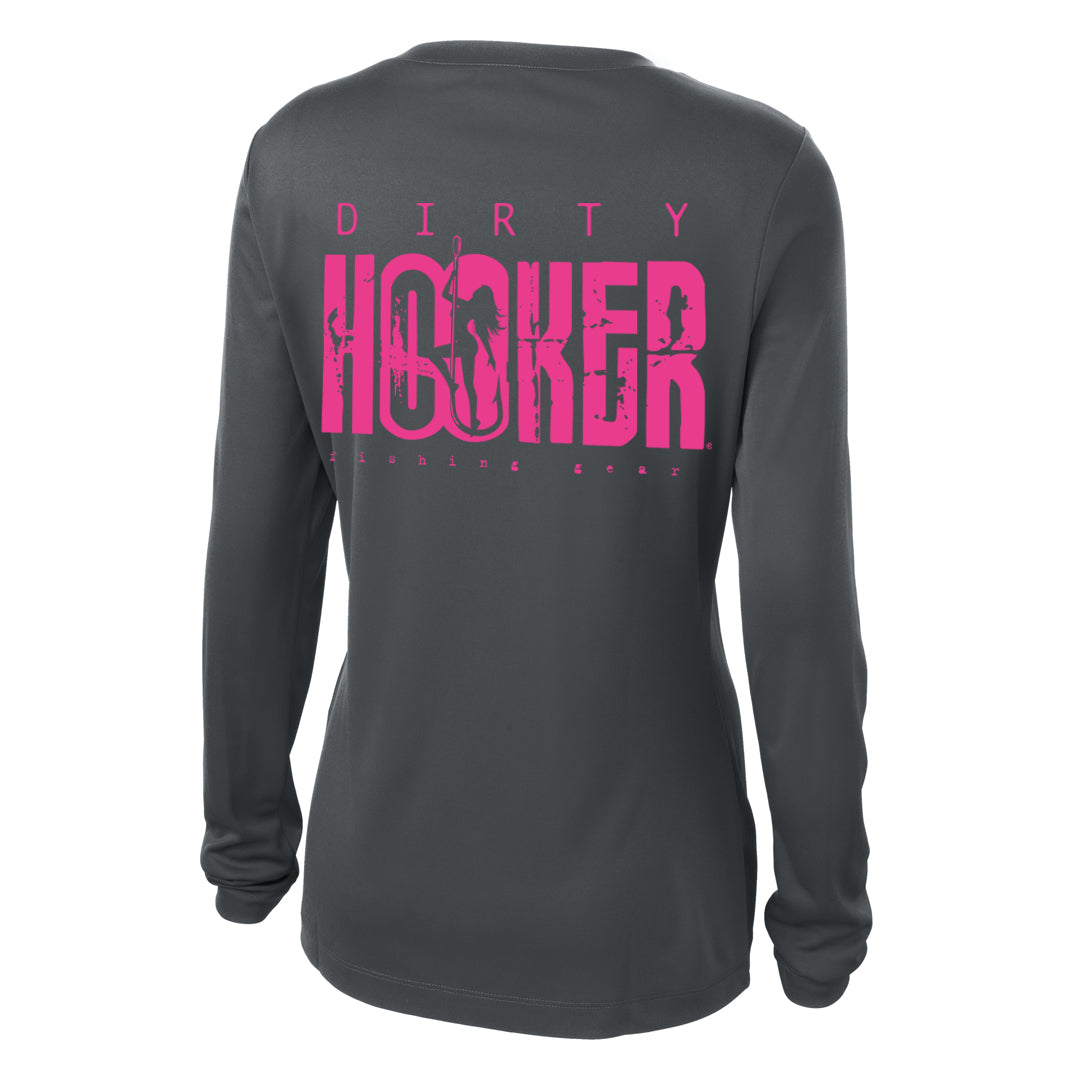 Dirty Hooker Classic Pink Ladies V-neck Dry Fit