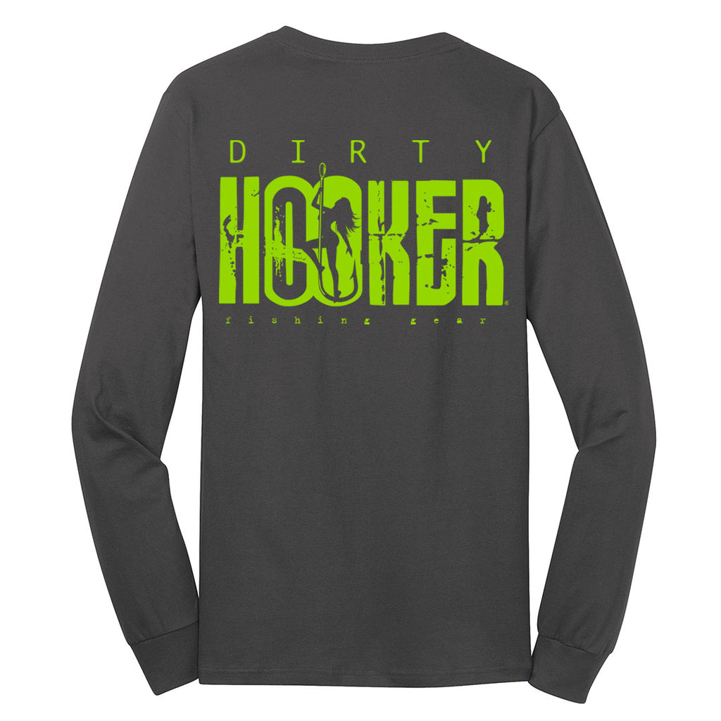 Dirty Hooker Classic Green Long Sleeve T-Shirt Long Sleeve T-Shirt / Charcoal / S