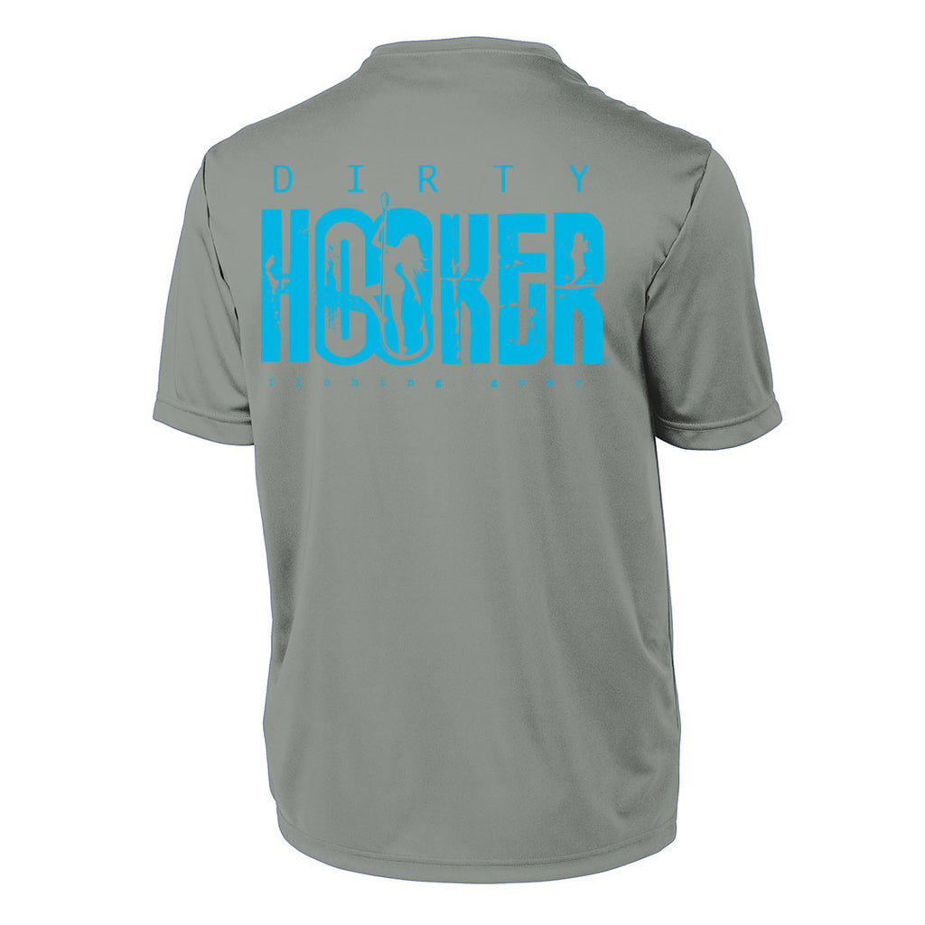Dirty Hooker Classic Light Blue on Concrete Short Sleeve Dry Fit - Closeout