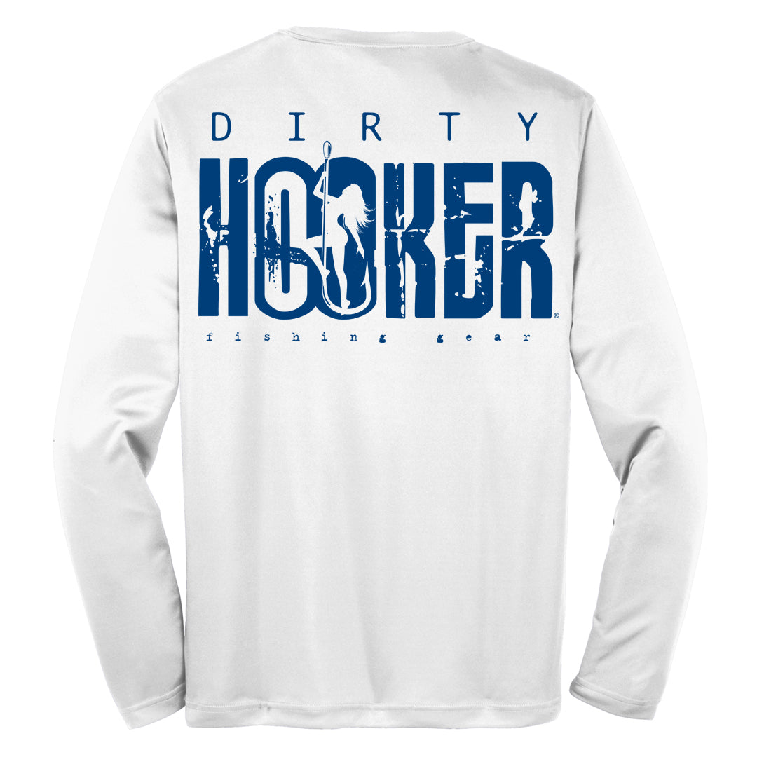 Dirty Hooker Classic Navy Blue on White Dry Fit