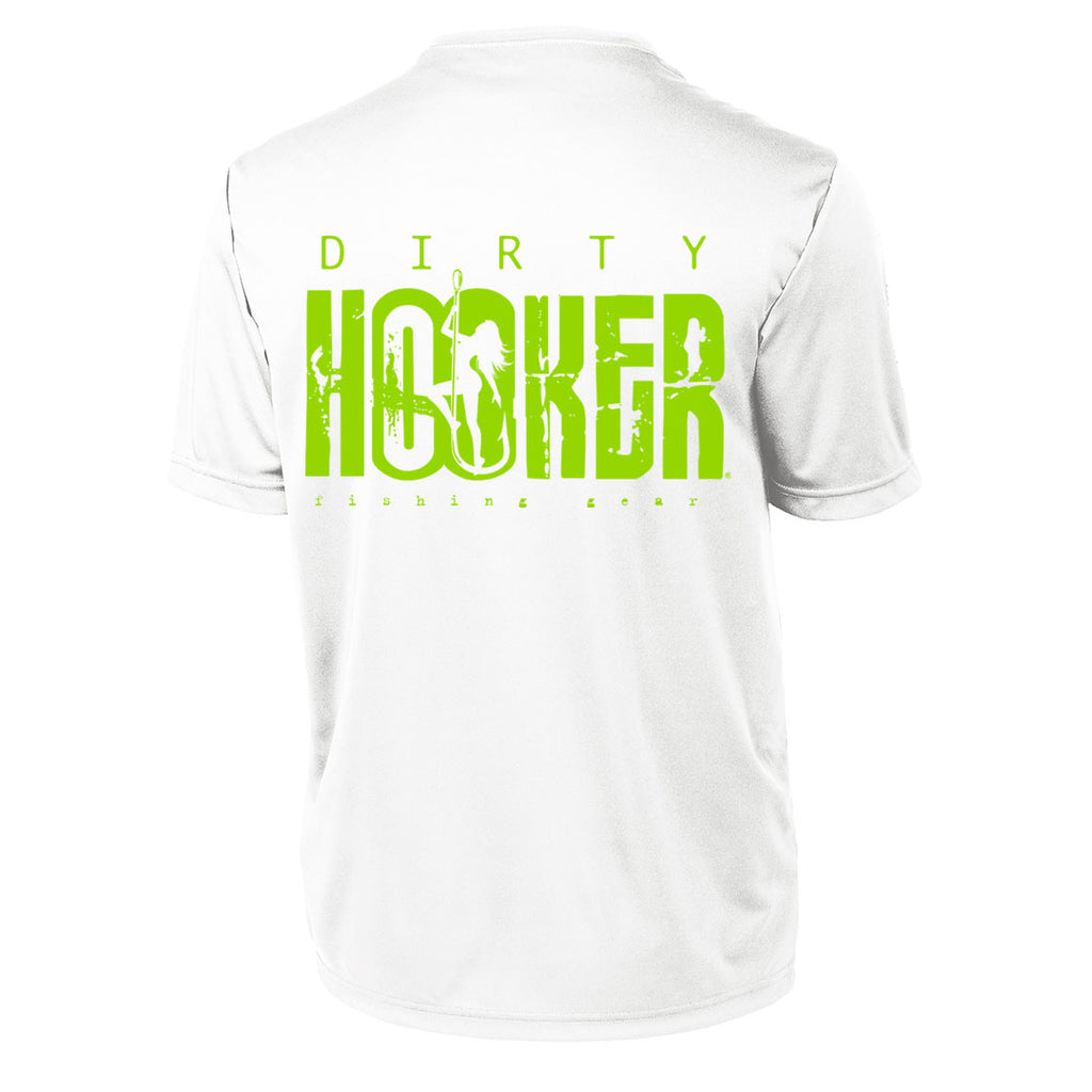 Dirty Hooker Classic Green on White Short Sleeve Dry Fit