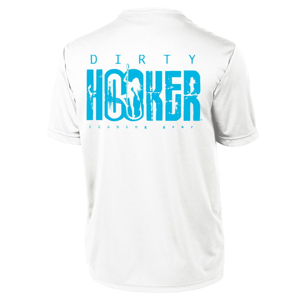 Dirty Hooker Classic Light Blue on White Short Sleeve Dry Fit - Closeout