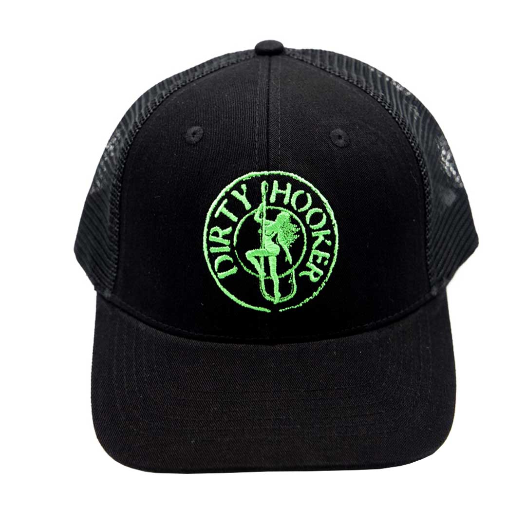 Dirty Hooker COMBO: Black T-Shirt with DH Classic Green & Premium Black Hat
