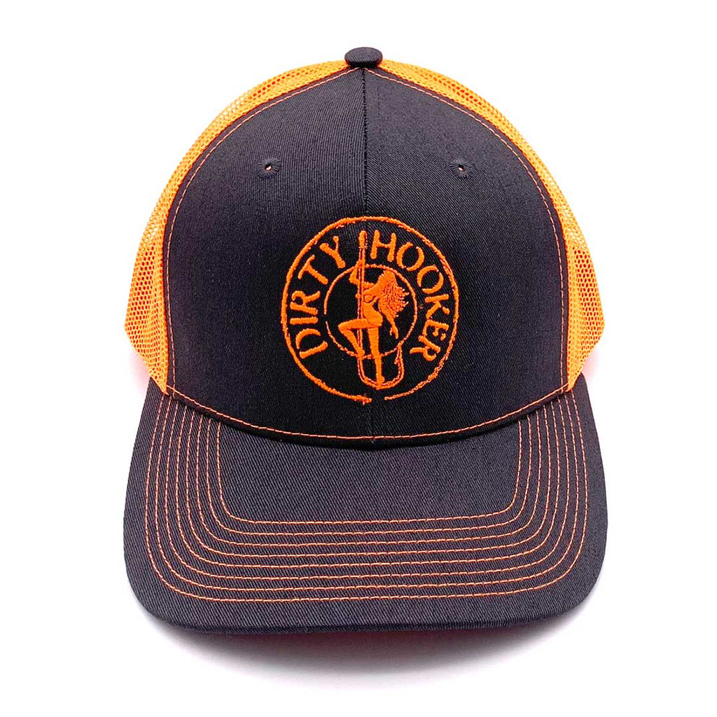 Dirty Hooker COMBO: White Dry Fit with DH Classic Orange & Deluxe Charcoal and Orange Hat