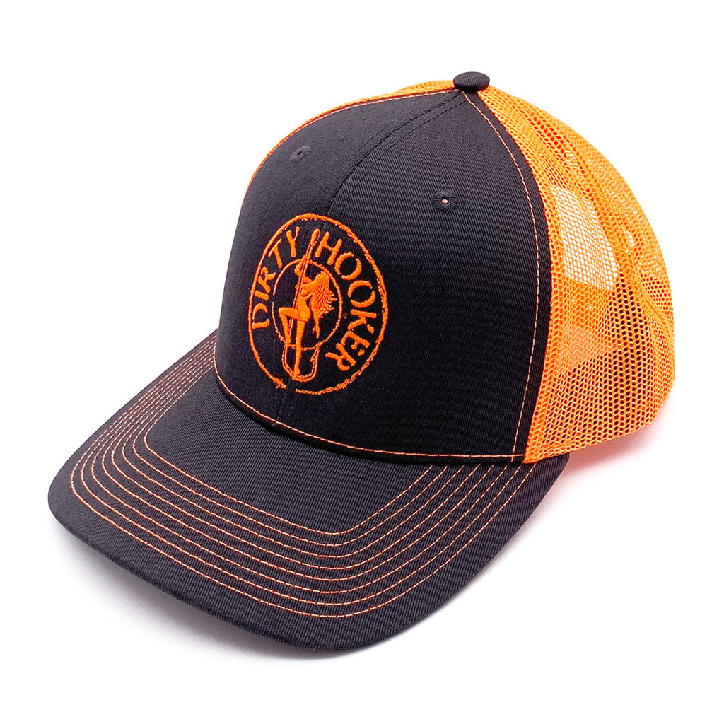 Dirty Hooker COMBO: White Dry Fit with DH Classic Orange & Deluxe Charcoal and Orange Hat