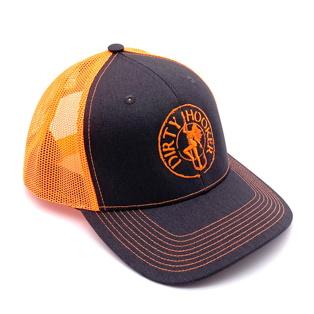 Dirty Hooker COMBO: White Dry Fit with DH Classic Orange & Deluxe Charcoal and Orange Hat