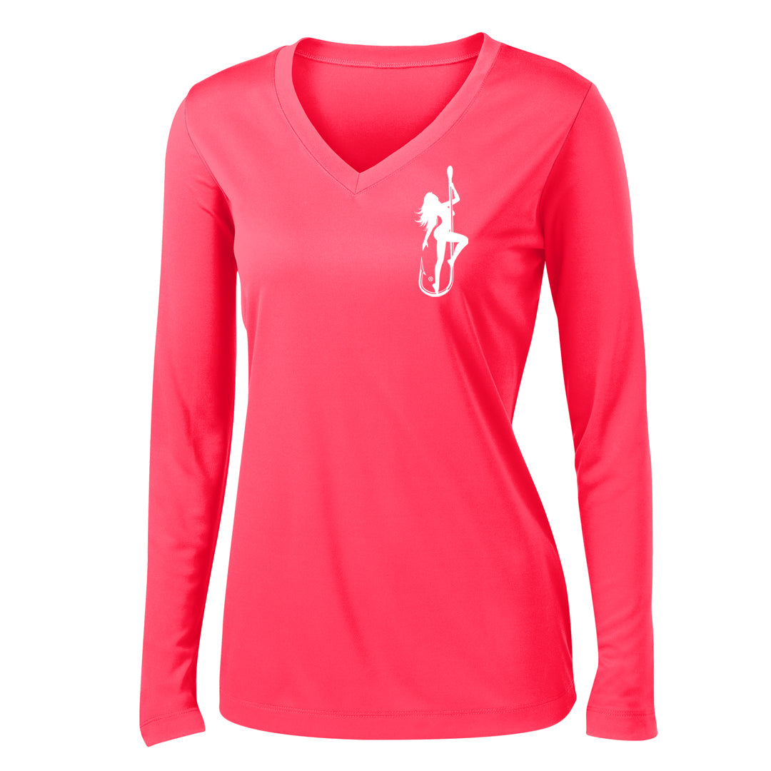 Dirty Hooker Classic White Ladies V-neck Dry Fit