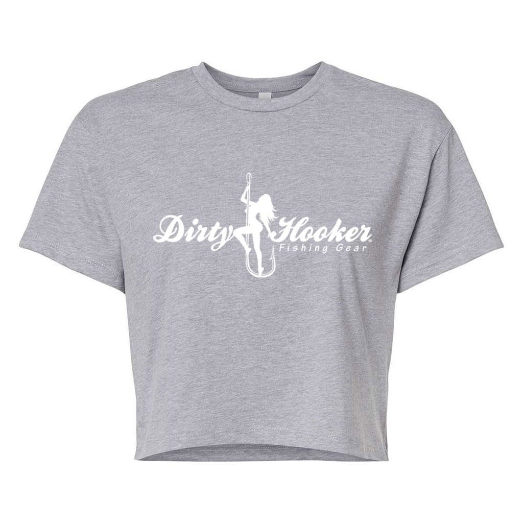 Dirty Hooker Script 1 Crop Top Tee Crop Top Tee / Heather Grey / M