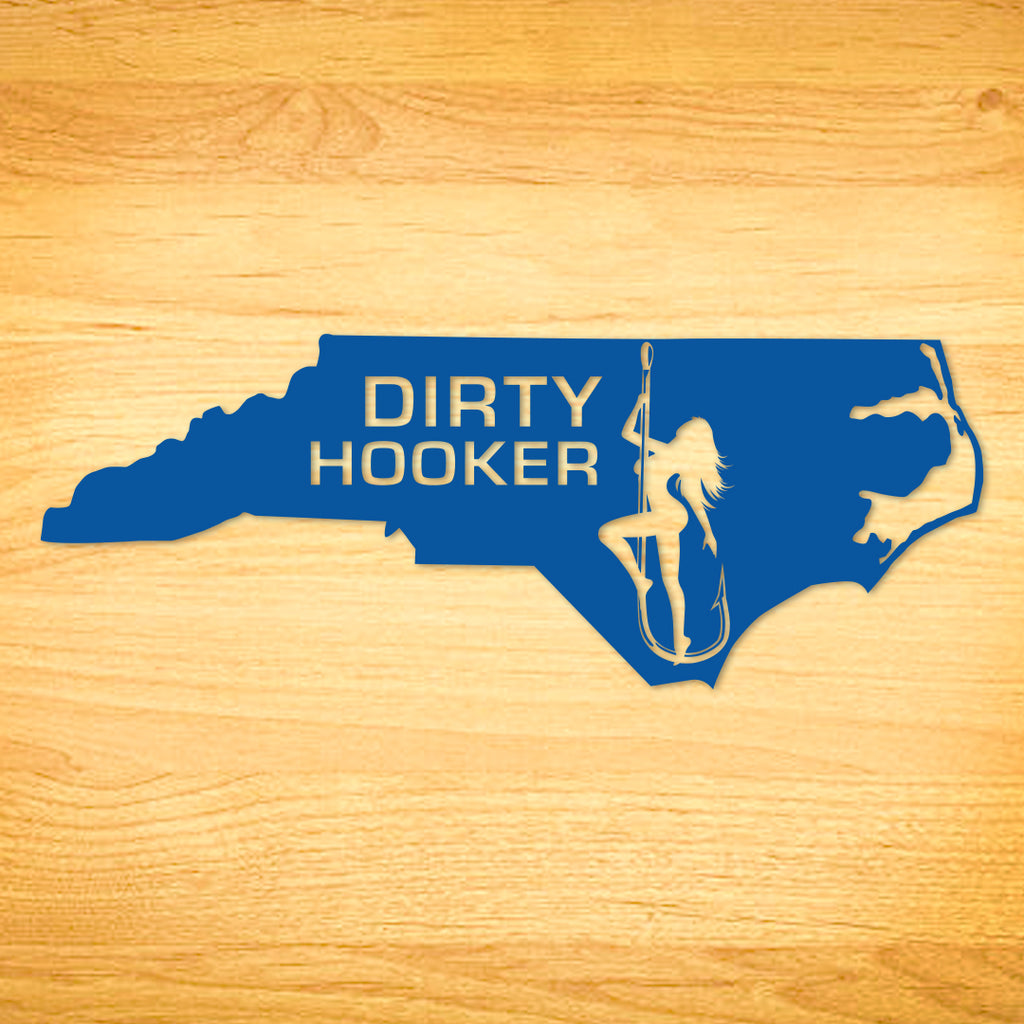 Dirty Hooker Fishing Gear, Small Script Decal (White)