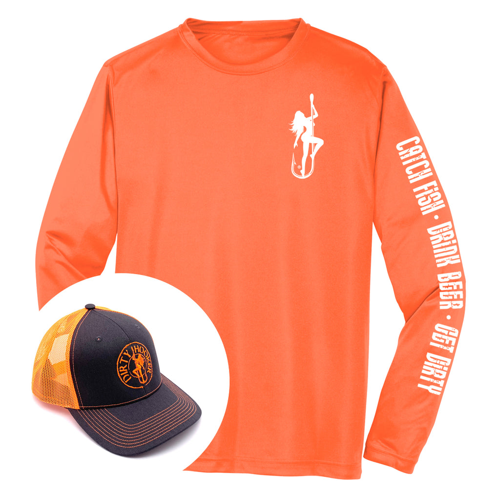 Dirty Hooker COMBO: Orange Dry Fit with Classic White & Charcoal and Orange Hat